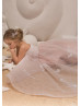 Beaded Blush Pink Lace Tulle Corset Back Flower Girl Dress